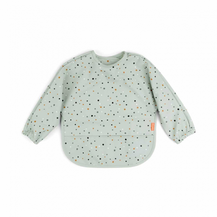 Done By Deer Haklapp med ärm, Happy Dots Grön | Babytillbehör - Äta och mata - Haklappar | BabyMode