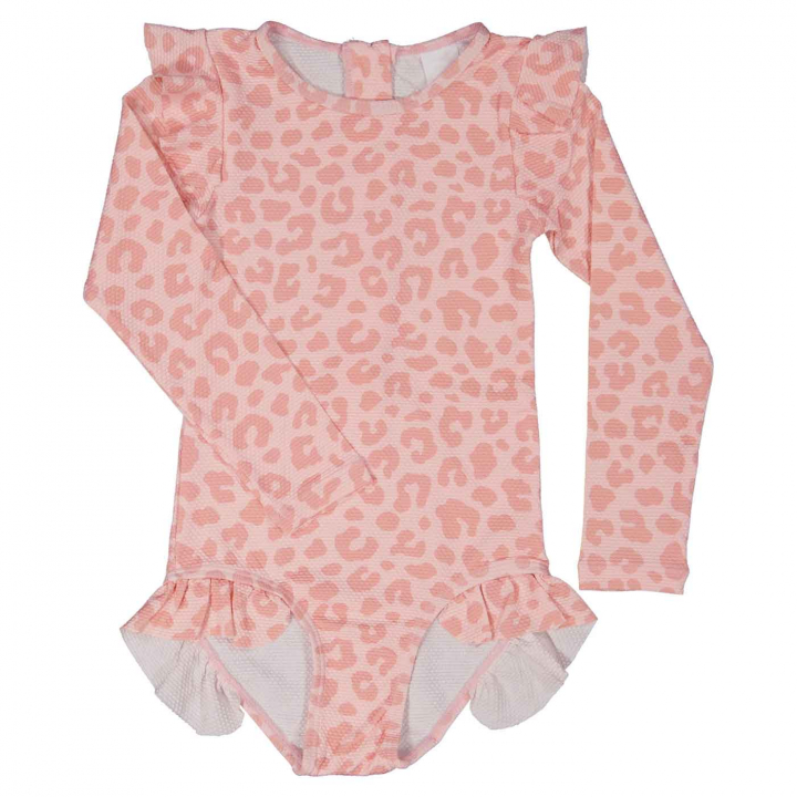 Geggamoja UV-Baddräkt Långärmad Leopard Rosa 86/92 | Resa med barn - Sol och bad - Badkläder | BabyMode
