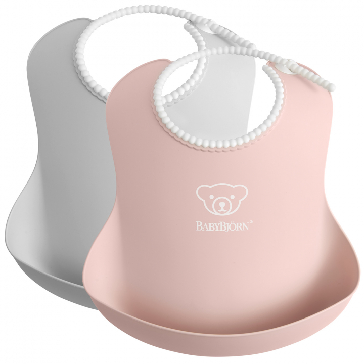 BABYBJÖRN Haklapp 2-pack Grey/Powder Pink | Babytillbehör - Äta och mata - Haklappar | BabyMode