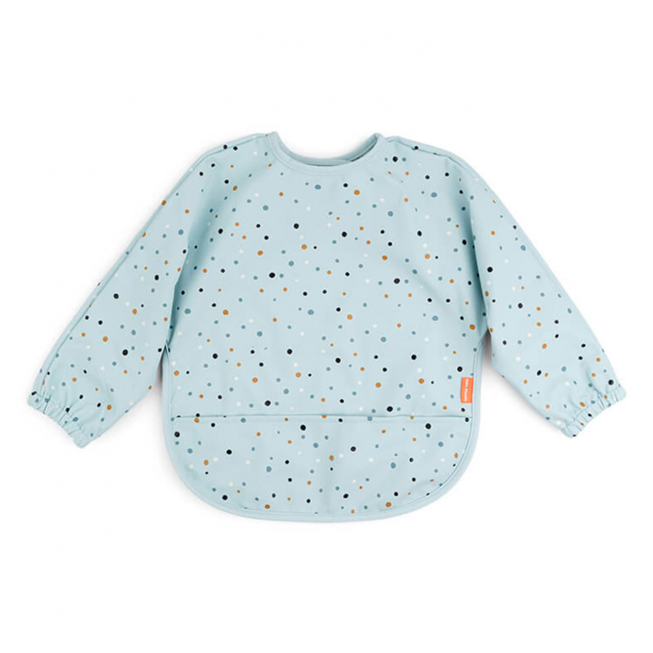 Done By Deer Haklapp med ärm 6-18 mån Happy Dots Blue | Babytillbehör - Äta och mata - Haklappar | BabyMode