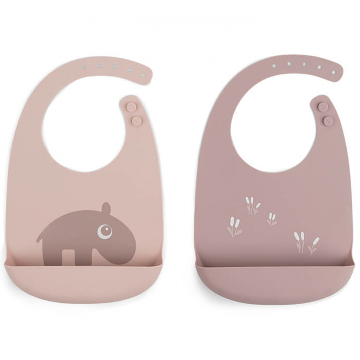 Done By Deer Haklapp i silikon 2-pack Ozzo Powder | Babytillbehör - Äta och mata - Haklappar | BabyMode