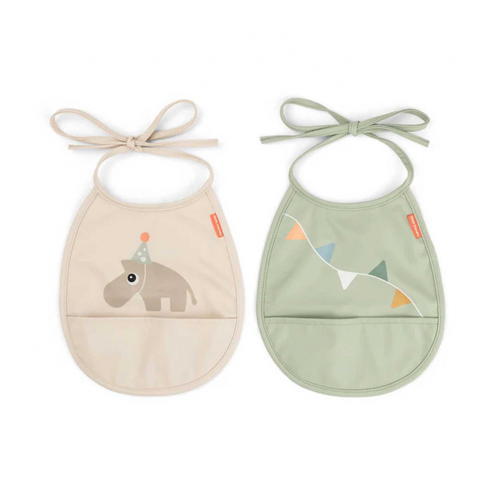 Done by Deer Haklapp Celebration Sand 2-pack | Babytillbehör - Äta och mata - Haklappar | BabyMode