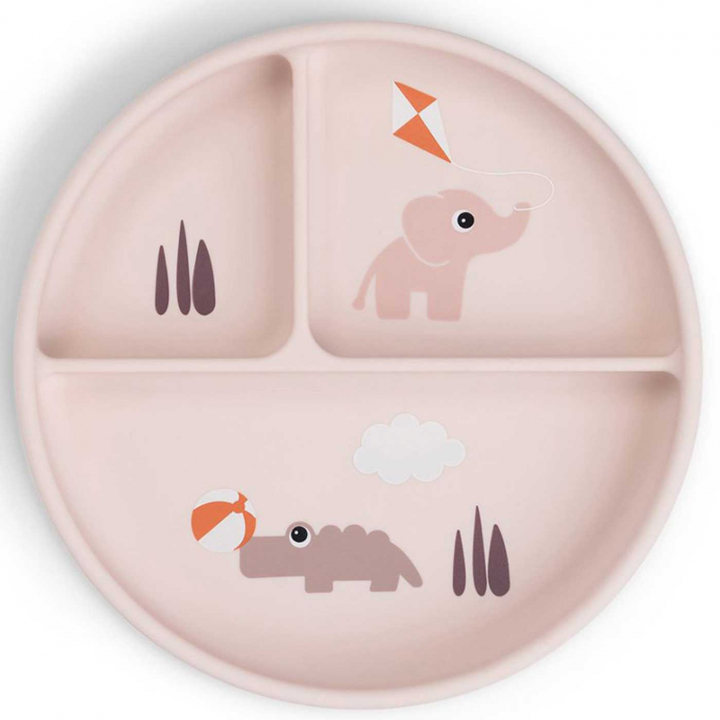 Done By Deer Sugkoppstallrik med fack Playground Powder | Babytillbehör - Äta och mata - Tallrikar och skålar | BabyMode