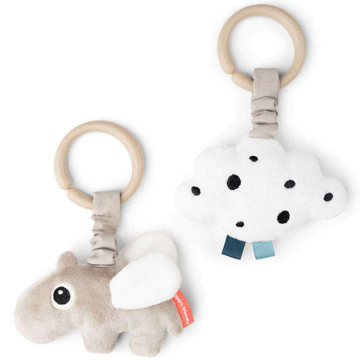 Done By Deer Barnvagnshänge Happy Clouds Sand 2-pack | Leksaker - Babyleksaker - Barnvagnsleksaker | BabyMode