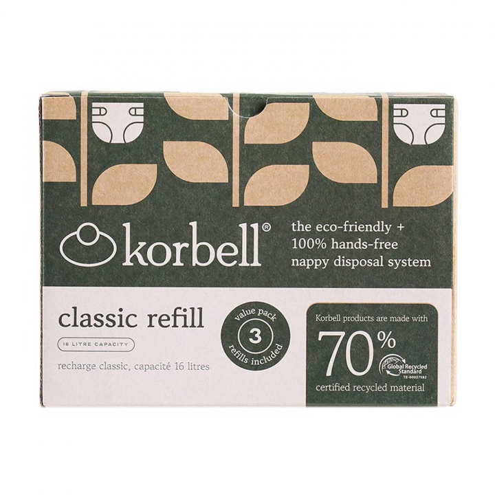 Korbell Refill till blöjhink 3-pack GRS | Babytillbehör - Sköta - Blöjhinkar | BabyMode
