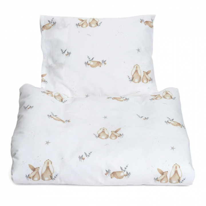 Mini Dreams Påslakanset Bunny Vit Vagn/Vagga | Babytillbehör - Sova - Bäddset | BabyMode