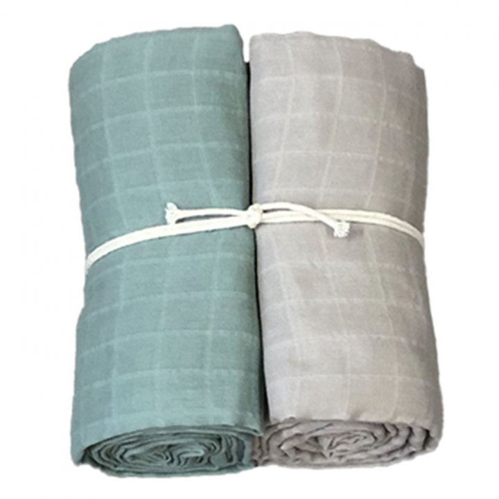 Mini Dreams Muslinfilt 2-pack Grön/sand 115x115 cm