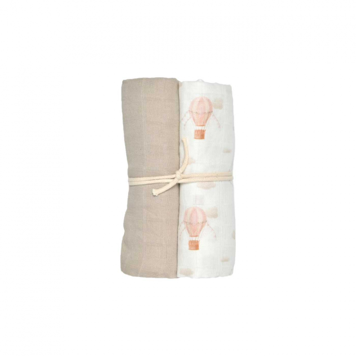 Mini Dreams Muslinfilt 2-pack Vintage Balloon Rosa | Babytillbehör - Sova - Bädda för sommartider | BabyMode