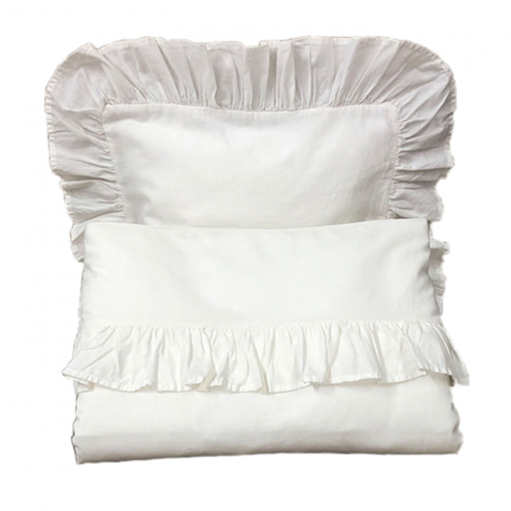 Mini Dreams Påslakanset Vagn/vagga Volang Vit | Barnvagnar - Barnvagnstillbehör - Hösttillbehör till barnvagnen | BabyMode