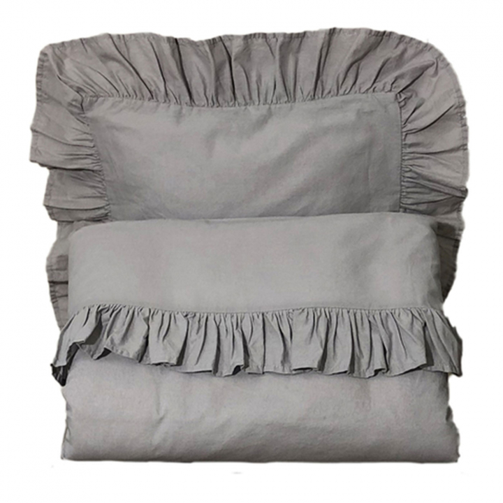 Mini Dreams Påslakanset Vagn/vagga Volang Grey | Barnvagnar - Barnvagnstillbehör - Hösttillbehör till barnvagnen | BabyMode