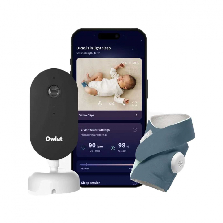 Owlet Babymonitor Dream Sock Bedtime Blue med Dream Sight Kamera | Barnsäkerhet - Babyvakter | BabyMode