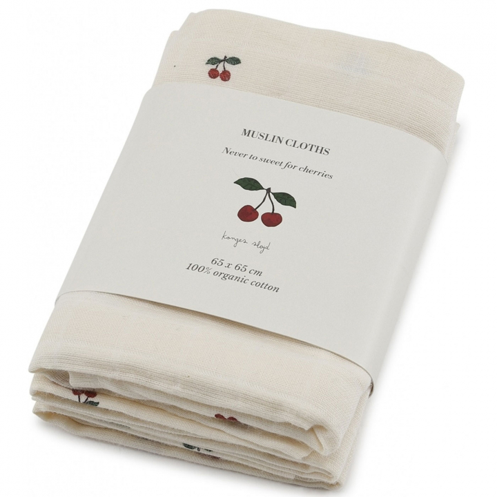 Läs mer om Konges Slöjd Muslinfilt Cherry 3-pack