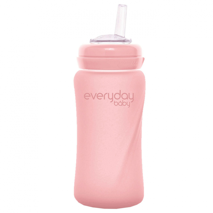 Läs mer om Everyday Baby Sugrörsflaska Glas Healthy+ Rose Pink