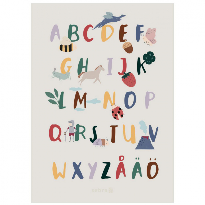 Läs mer om Sebra Poster Alfabetet A-Ö Pixie/Dragon