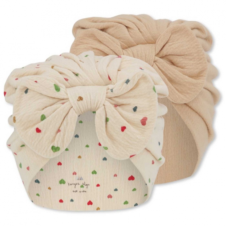 Konges Slöjd Chleo Bambi Bonnet 0-3 mån Multi Hearts 2-pack