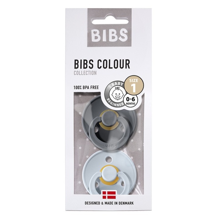 Bibs Colour Napp 2-pack Iron/Baby blue Strl 1