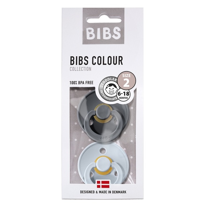 Bibs Colour Napp 2-pack Iron/Baby Blue Strl 2