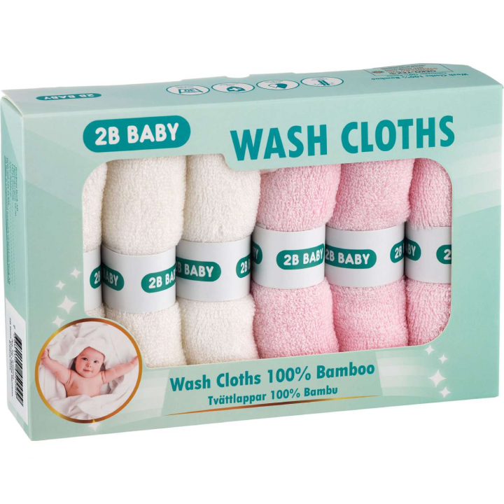 2B Baby Tvättlappar Bambu 6-pack Rosa