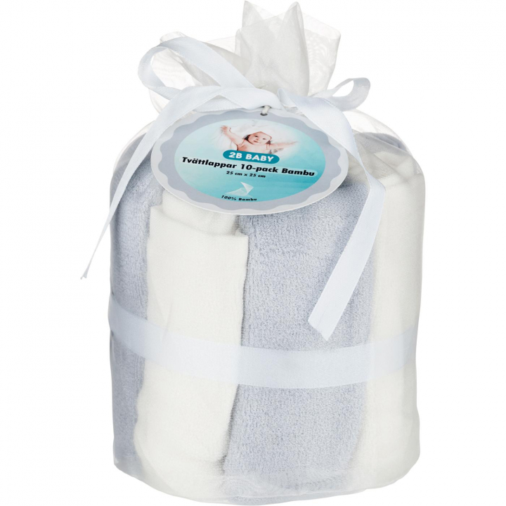 2B Baby Tvättlappar Bambu 10-pack Grå
