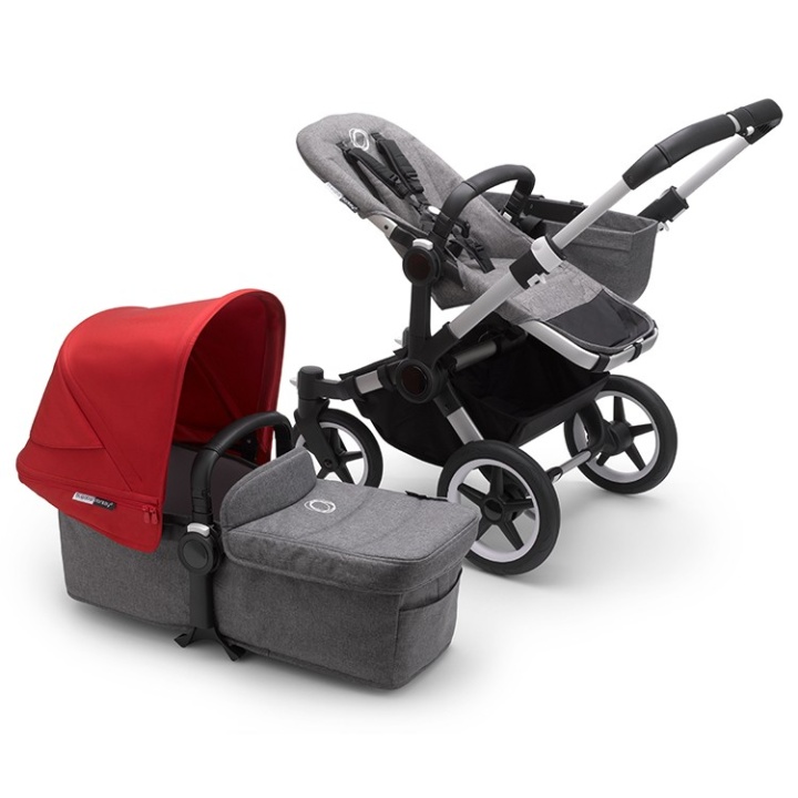 Bugaboo Donkey3 Mono Komplett Alu/Grey Melange-Red