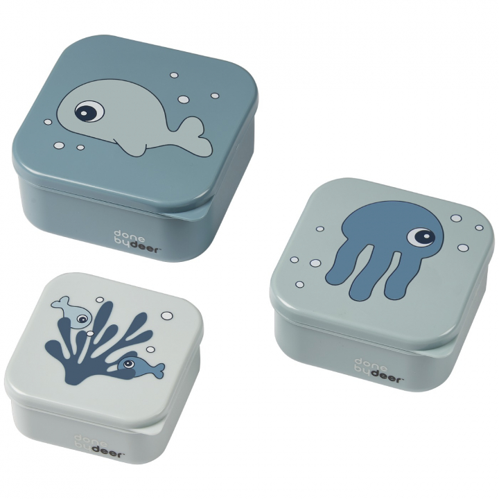 Done By Deer Snack Box Sea Friends 3-pack Blue