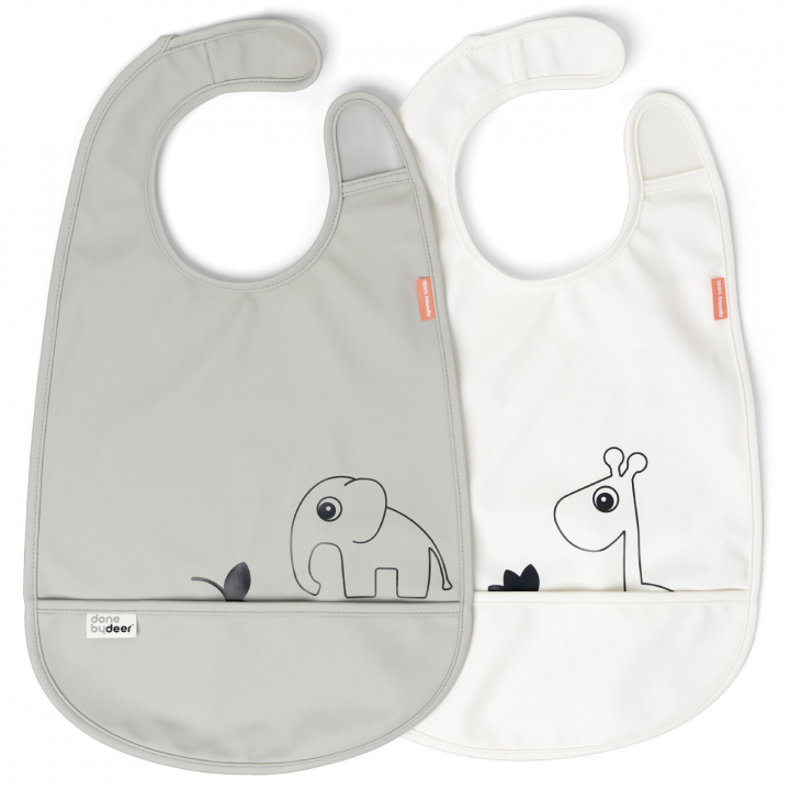 Läs mer om Done By Deer Haklapp Deer Friends 2-pack Grey