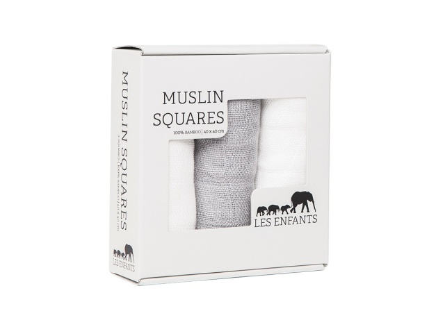 Les enfants Muslin Snuttefiltar 3-pack Vit/Grå
