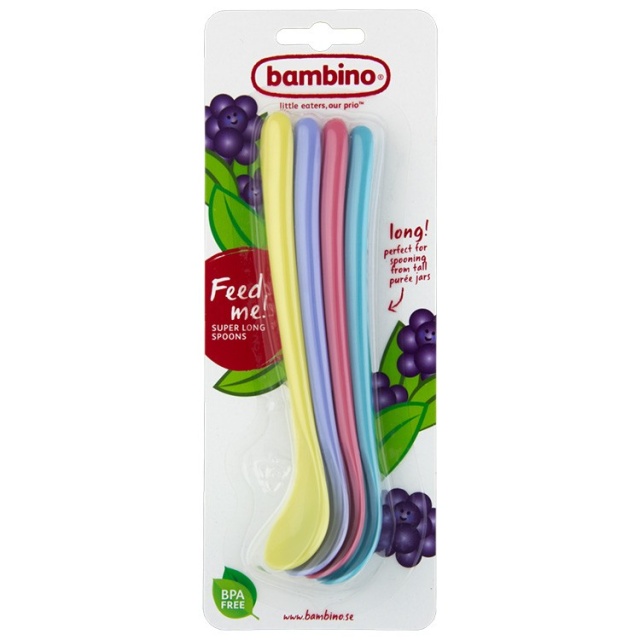 Bambino Långa skedar 4-pack Blandade färger