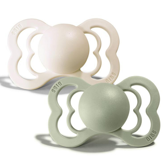 BIBS Supreme Nappar Silikon Ivory/Sage 2-pack Strl 1
