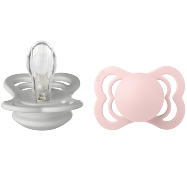 BIBS Supreme Nappar Silikon Haze/Blossom 2-Pack Strl 1