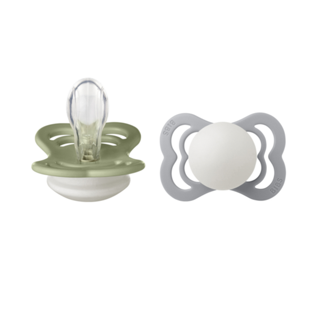 BIBS Supreme Napp 2-pack Night Silikon Sage/Cloud Strl 1