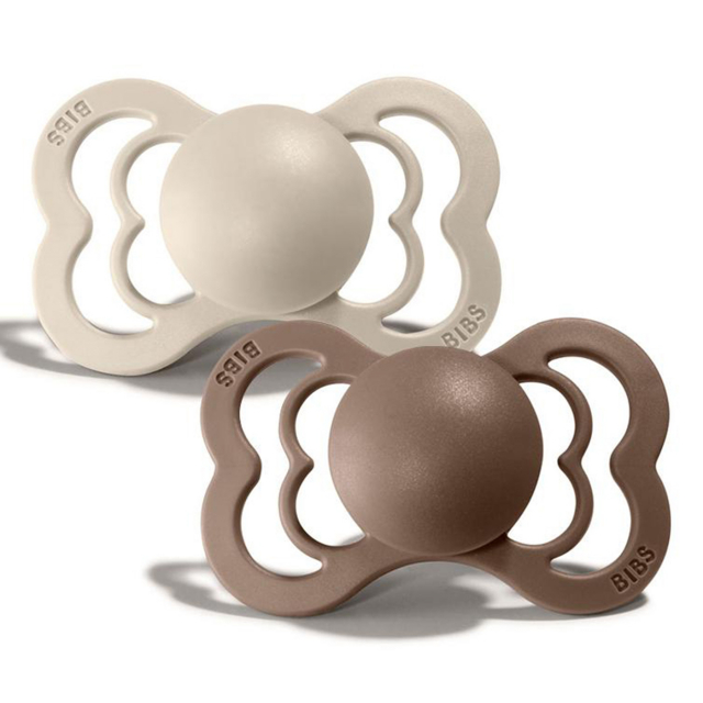 BIBS Supreme Nappar Silikon Vanilla/Dark Oak 2-pack Strl 2