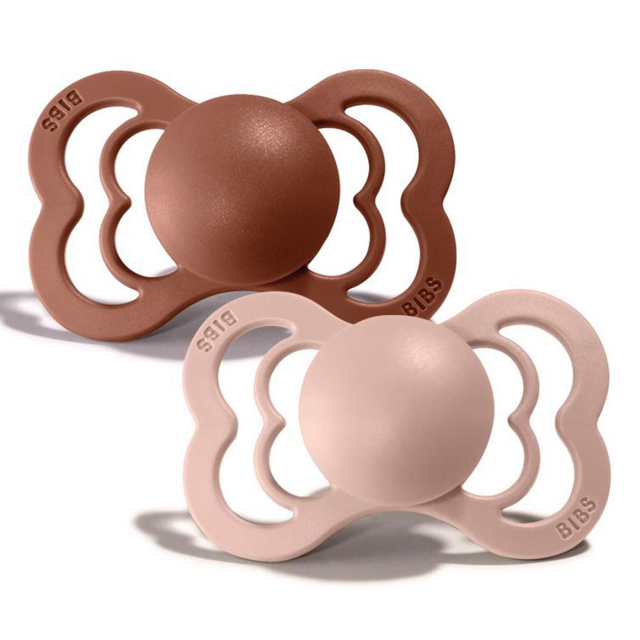 BIBS Supreme Nappar Silikon Woodchuck/Blush 2-pack Strl 2