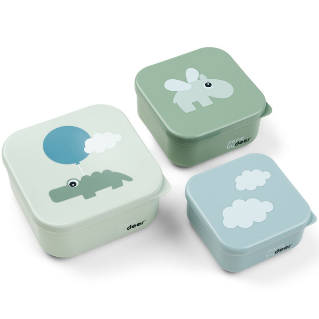 Done By Deer Snack Box Happy Clouds Green 3-pack