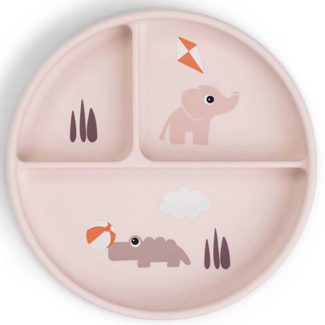 Done By Deer Sugkoppstallrik med fack Playground Powder