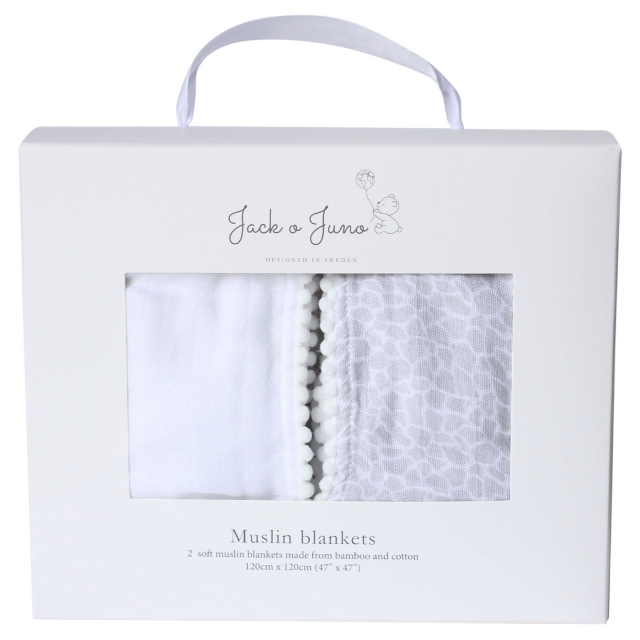 Jack o Juno Muslinfilt Pearl & Giraffe Gray 2-pack