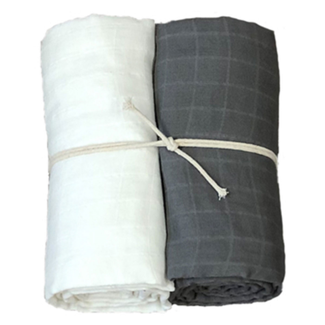 Mini Dreams Muslinfilt 2-pack Vit/grå 70x70 cm
