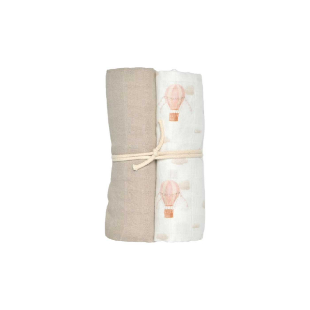 Mini Dreams Muslinfilt 2-pack Vintage Balloon Rosa