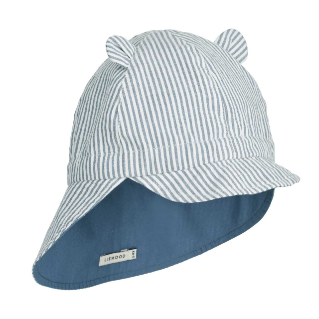 Liewood Gorm Seersucker Solhatt Blue wave/creme