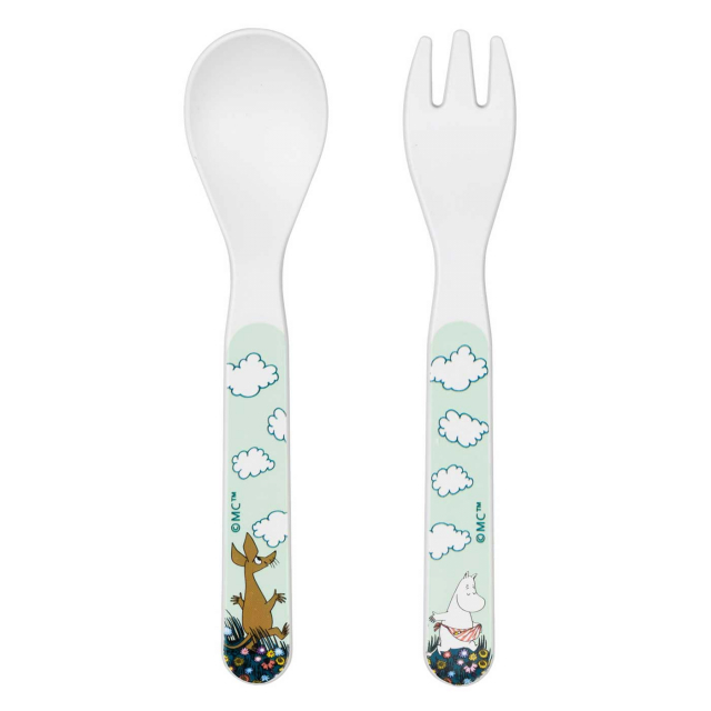Mumin Äng Sked och Gaffel Grön