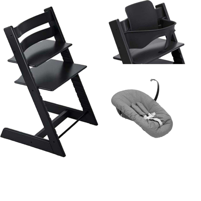 Stokke Tripp Trapp stol + Bygel + Newborn Set Black