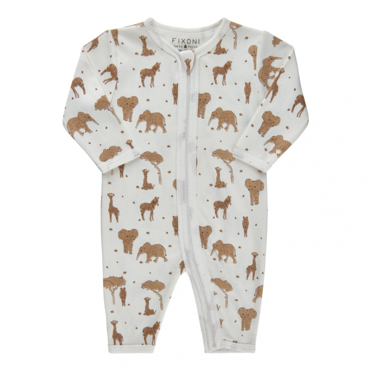FIXONI Pyjamas med dragkedja Safari Off white i gruppen Kampanjer / Outlet / Outlet Barnkläder & accessoarer hos Bonti (12074)