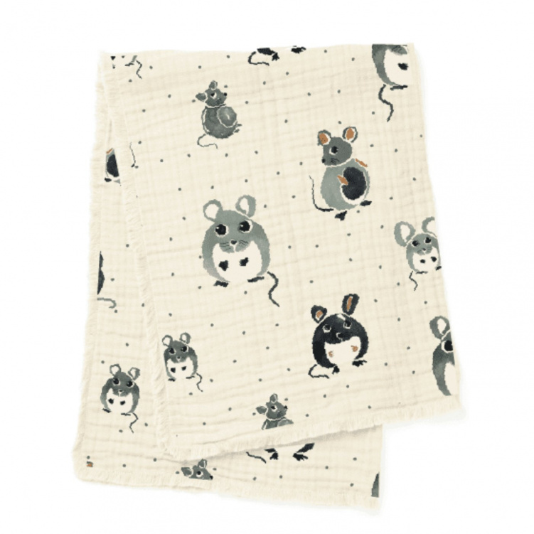 Elodie Details Soft Cotton Blanket Forest Mouse i gruppen Babytillbehör / Sova / Bädda för sommartider hos Bonti (20210269)