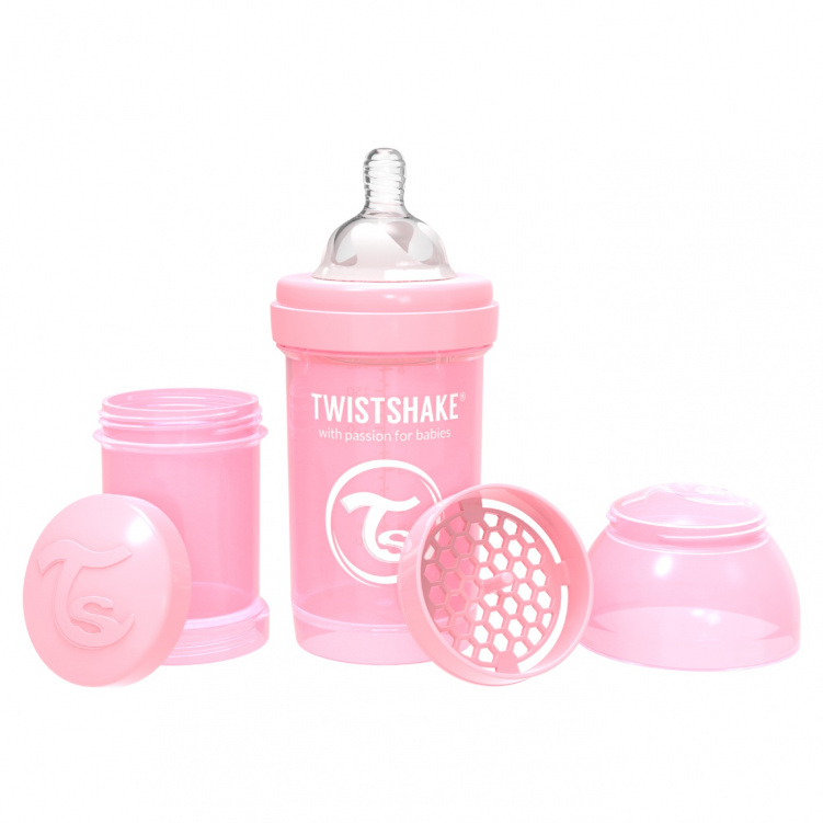 Twistshake Nappflaska Anti-Colic 180ml Pastel Pink i gruppen Babytillbehör / Äta och mata / Nappflaskor och dinappar hos Bonti (20210401)