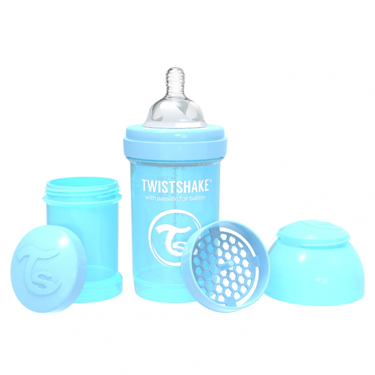 Twistshake Nappflaska Anti-Colic 180ml Pastel Blue i gruppen Babytillbehör / Äta och mata / Nappflaskor och dinappar hos Bonti (20210402)
