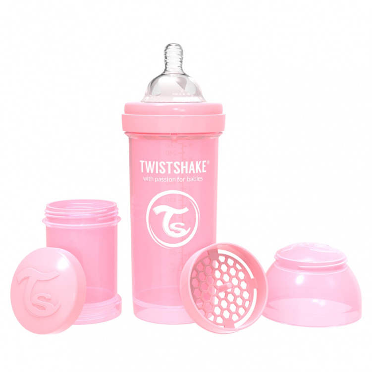 Twistshake Nappflaska Anti-Colic 260ml Pastel Pink i gruppen Babytillbehör / Äta och mata / Nappflaskor och dinappar hos Bonti (20210408)