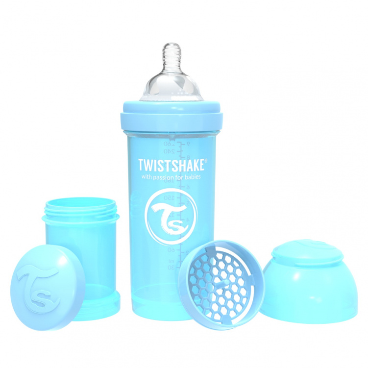 Twistshake Nappflaska Anti-Colic 260ml Pastel Blue i gruppen Babytillbehör / Äta och mata / Nappflaskor och dinappar hos Bonti (20210409)