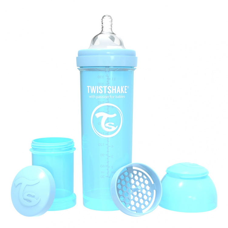 Twistshake Nappflaska Anti-Colic 330ml Pastel Blue i gruppen Babytillbehör / Äta och mata / Nappflaskor och dinappar hos Bonti (20210416)