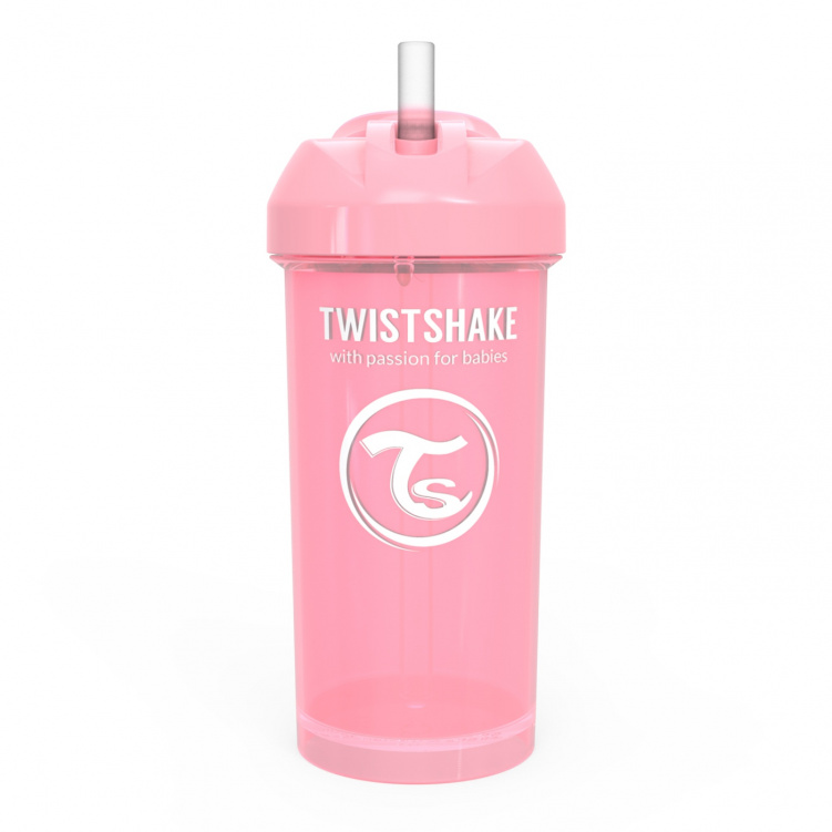 Twistshake Mugg Sugrör 360ml 6+m Pastel Pink i gruppen Babytillbehör / Äta och mata / Muggar, flaskor och glas hos Bonti (20210440)