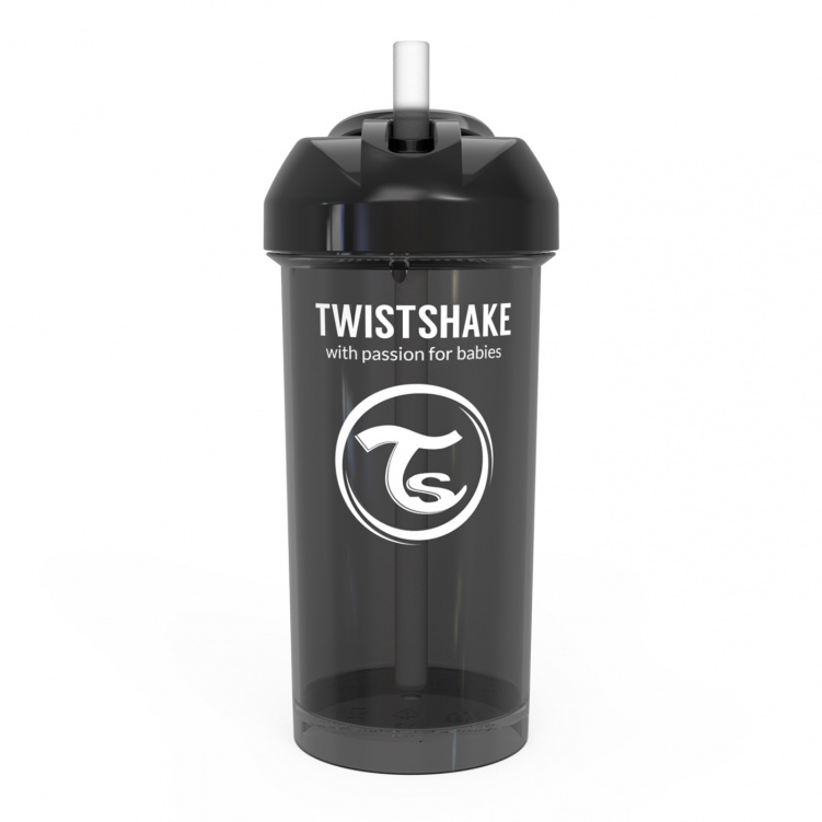 Twistshake Mugg Sugrör 360ml 6+m Pastel Black i gruppen Babytillbehör / Äta och mata / Muggar, flaskor och glas hos Bonti (20210445)